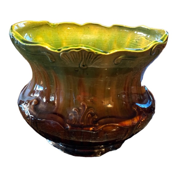 RARE Vintage Roseville Mejolica Jardiniere - Large Brown Green and Yellow